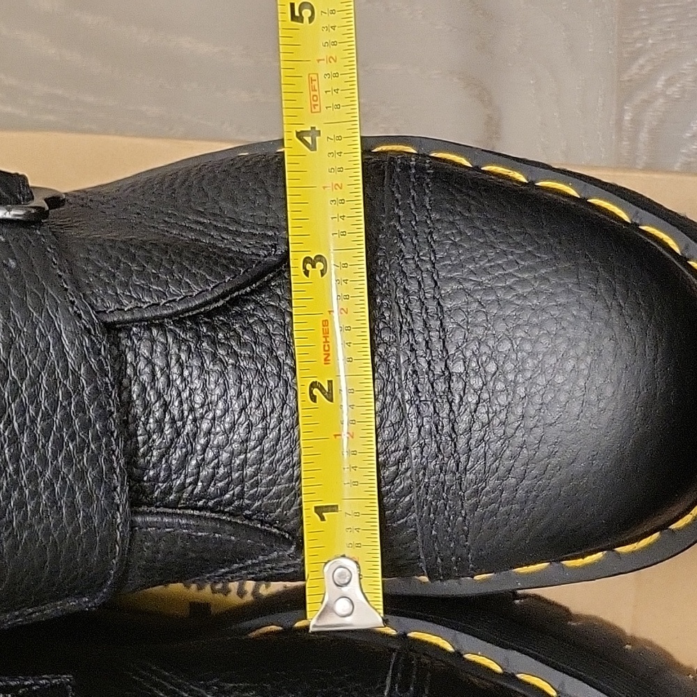 Dr. Martens Black Leather Womens Devon Flower Buckles Boots Size 11 - Picture 16 of 17